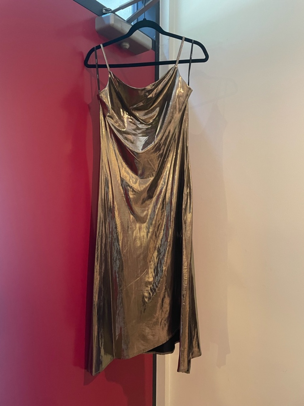 Forever 21 - Metallic Gold Slip Dress with Cowl Neck